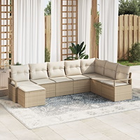 vidaXL Trädgårdsoffset 8 pcs Beige Poly rattan