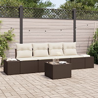 vidaXL Soffset med kudde med kudde 5 pcs Brun och Kräm konstrotting