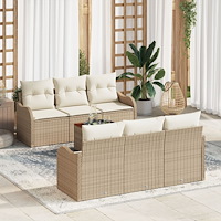 vidaXL Trädgårdsoffset 7 pcs Beige Poly rattan