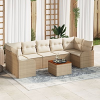 vidaXL Trädgårdsoffset 8 pcs Beige Poly rattan