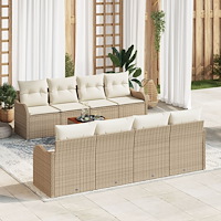 vidaXL Trädgårdsoffset 9 pcs Beige Poly rattan