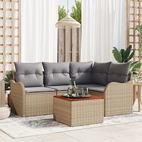 vidaXL Trädgårdsoffset 5 pcs Beige Poly rattan