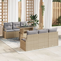 vidaXL Trädgårdsoffset 7 pcs beige och ljusgrå 100 x 55 x 73 cm