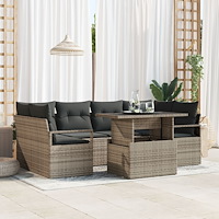 vidaXL Soffset med kudde 7 pcs Grå konstrotting