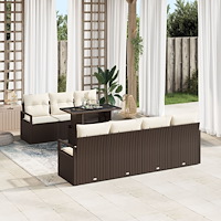 vidaXL Trädgårdsoffset 8 pcs Brun och gräddvit 100 x 55 x 73 cm