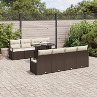 vidaXL Trädgårdsoffset 7 pcs Brun och gräddvit 100 x 55 x 73 cm