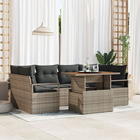 vidaXL Trädgårdsoffset med kudde 7 pcs Grå