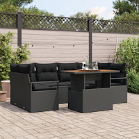 vidaXL Trädgårdsoffset med kudde 7 pcs Svart