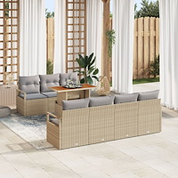 vidaXL Trädgårdsoffset med kudde 8 pcs Beige, grå 100 x 55 x 73 cm