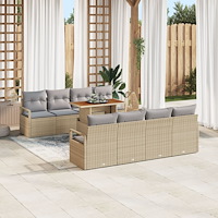 vidaXL Trädgårdsoffset med kudde 9 pcs Beige, grå 100 x 55 x 73 cm