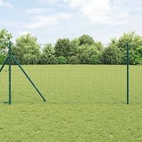 vidaXL Staket med stolpar Grön 1.4 x 10 m Stål