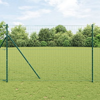 vidaXL Staket med stolpar Grön 1.6 x 10 m Stål