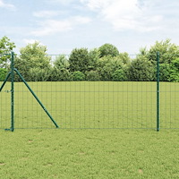 vidaXL Staket med stolpar Grön 1.4 x 10 m Stål
