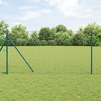 vidaXL Staket med stolpar Grön 1.2 x 25 m Stål