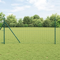 vidaXL Staket med stolpar Grön 1.2 x 25 m Stål