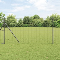 vidaXL Staket med stolpar Grå 1.2 x 10 m Stål
