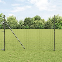 vidaXL Staket med stolpar Grå 1.5 x 10 m Stål