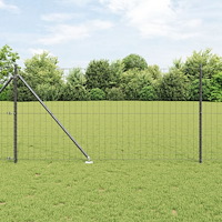 vidaXL Stängsel med stolpe Grå 1 x 25 m Stål och PVC