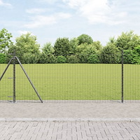 vidaXL Stängsel med stolpe Grå 0,8 x 25 m Stål och PVC