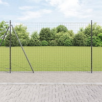 vidaXL Stängsel med stolpe Grå 1,4 x 10 m Stål och PVC