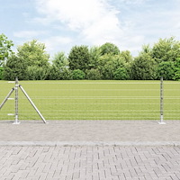 vidaXL Stängsel med stolpe Silver 0,6 x 25 m Stål