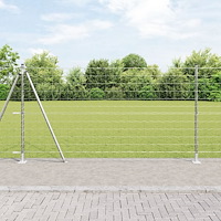 vidaXL Stängsel med stolpe Silver 1,2 x 25 m Stål