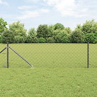 vidaXL Stängselstolpe Grå 10 x 0,4 m (60 x 60 mm nät) Stål och PVC