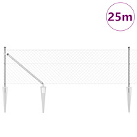 vidaXL Kedjegaller med 13 spikstolpar 0.4x25 m Galvaniserat stål