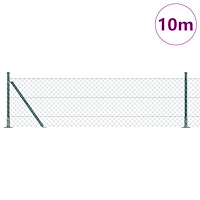 vidaXL Kedjestängsel med 7 flanged posts 0.4x10 m galvaniserat stål