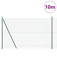 vidaXL Stängselstolpe Grön 10 x 1,6 m (40 x 40 mm nät) Stål och PVC
