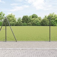 vidaXL Kedjestängsel med 7 flänsposter 1.2x10 m galvaniserat stål