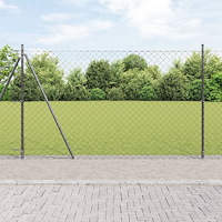 vidaXL Kedjeinspektionsstängsel med 13 fläktade stolpar 1.4x25 m Galvaniserat stål