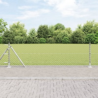 vidaXL Kedjestängsel med 7 flänsposter 0.4x10 m Galvaniserat stål