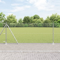 vidaXL Kedjestängsel med 7 flangerade poster 1x10 m Galvaniserat stål