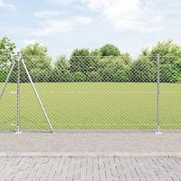 vidaXL Kedjestängsel med 7 Flänsavsatser 1.2x10 m Galvaniserat Stål