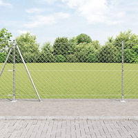 vidaXL Kedjestängsel med 7 flangade stolpar 1,2x10 m galvaniserat stål