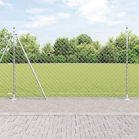 vidaXL Kedjegärdesgård med 7 flänsposter 1.6x10 m Galvaniserat stål