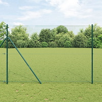 vidaXL Svetsad Stängsel med 7 Inlägg Grön 1,6x10 m Stål