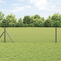 vidaXL svetsat trådgaller med 7 stolpar Grå 0,6x10 m stål