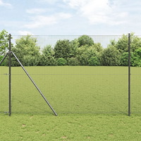 vidaXL Stängselstolpe Set Set om 2 Grå Metall 25 x 1.5 m Hopfällbar