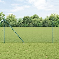 vidaXL Svetsat stängsel med 13 spikstolpar Grön 1.4x25 m Stål