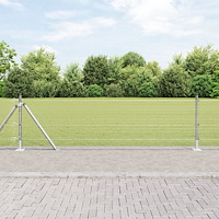 vidaXL Svetsat Trådgärde med 13 Flangerade Stolpar 0.6x100 m Galvaniserat Stål