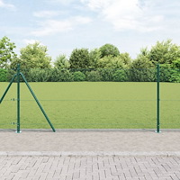 vidaXL Svetsad Trådgärd med 13 Flänsade Stolpar Grön 0.8x25 m Stålad