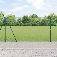 vidaXL svetsat trådstängsel med 13 flangerade stolpar Grön 1,2x25 m Stål