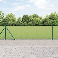 vidaXL Svetsat Trådstängsel med 13 Flangestolpar Grön 0,4x50 m Stål