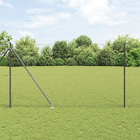 vidaXL Stängselsats Set om 2 Grå Stål 25 x 1.5 m Fällbar