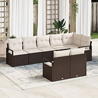 vidaXL 8-delad trädgårdsoffセット med kuddar Brun Poly Rattan