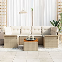 vidaXL Trädgårdsoffset 7 pcs Beige och gräddfärgad 55 x 55 x 37 cm