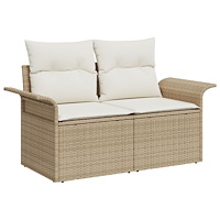 vidaXL 9-delad trädgårdsoffset med kuddar beige poly rattan