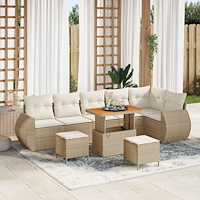 vidaXL 9-delat trädgårdsofal set med kuddar Beige Poly Rotting Akacia, vidaXL 3-delat trädgårdsdining set med kuddar Beige Poly...